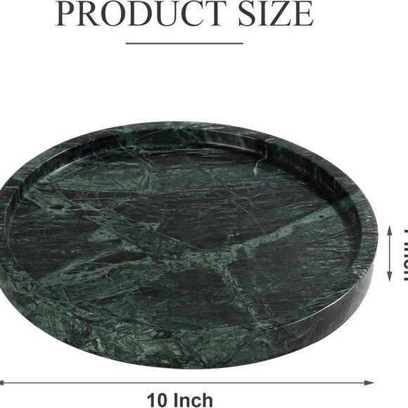 Real Natural Round Marble Tray for Bathroom, Genuine Marble Stone Vanity Tray, L - Picture 3 of 9